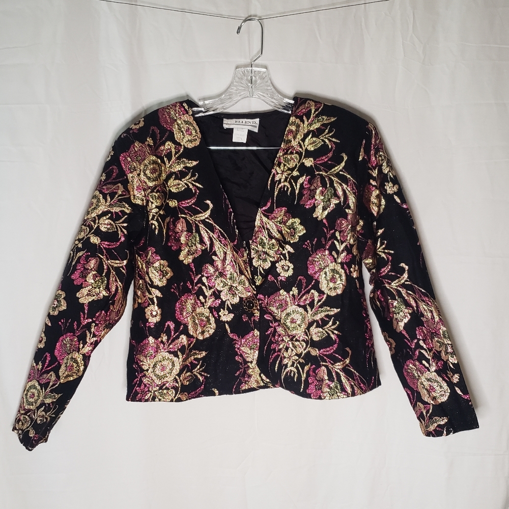 Ellend large black glitter flower jacket/skirt set